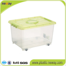 Transparent Plastic Storage Box with Wheels